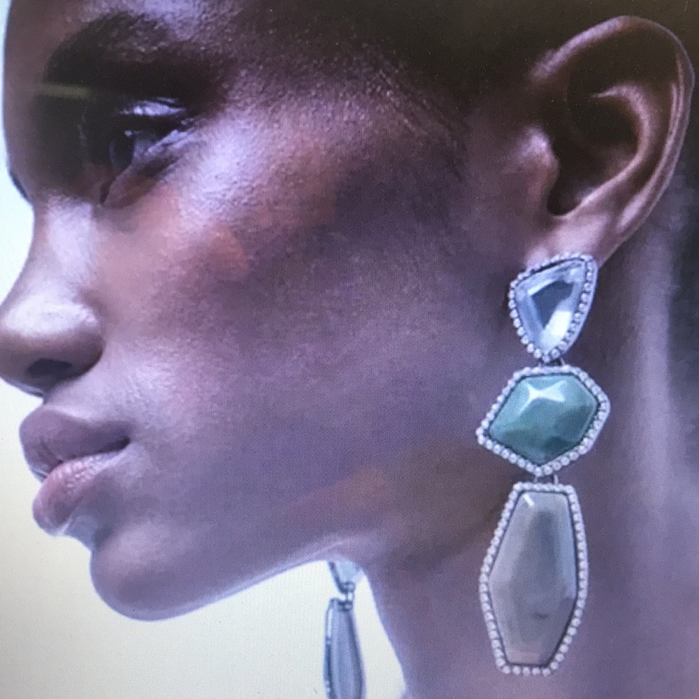 Zara Multi Color Rhinestone Drop Earrings - Picture 4 of 4